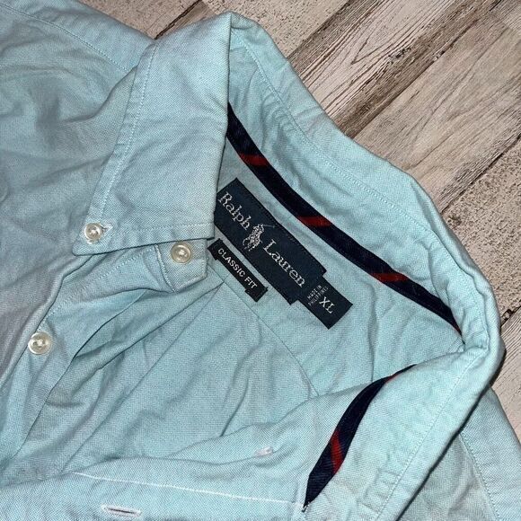 Polo Ralph Lauren Button Up Long Sleeve Shirt‎ Baby Blue Mens XL Classic Fit - Picture 4 of 8